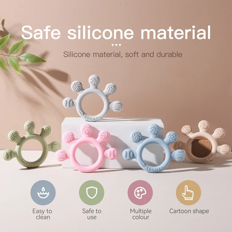 1PC Baby Food Grade Silicone Teether Dental Toys BPA Free Silicone Teething Ring Bracelet for Newborn Goods Teething Toys Gift