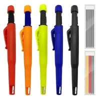 Solid Carpenter Pencil Set Deep Hole Mechanical Pencil Marker Built in Sharpener One-piece Design Pen Cap Stationery Supplies
