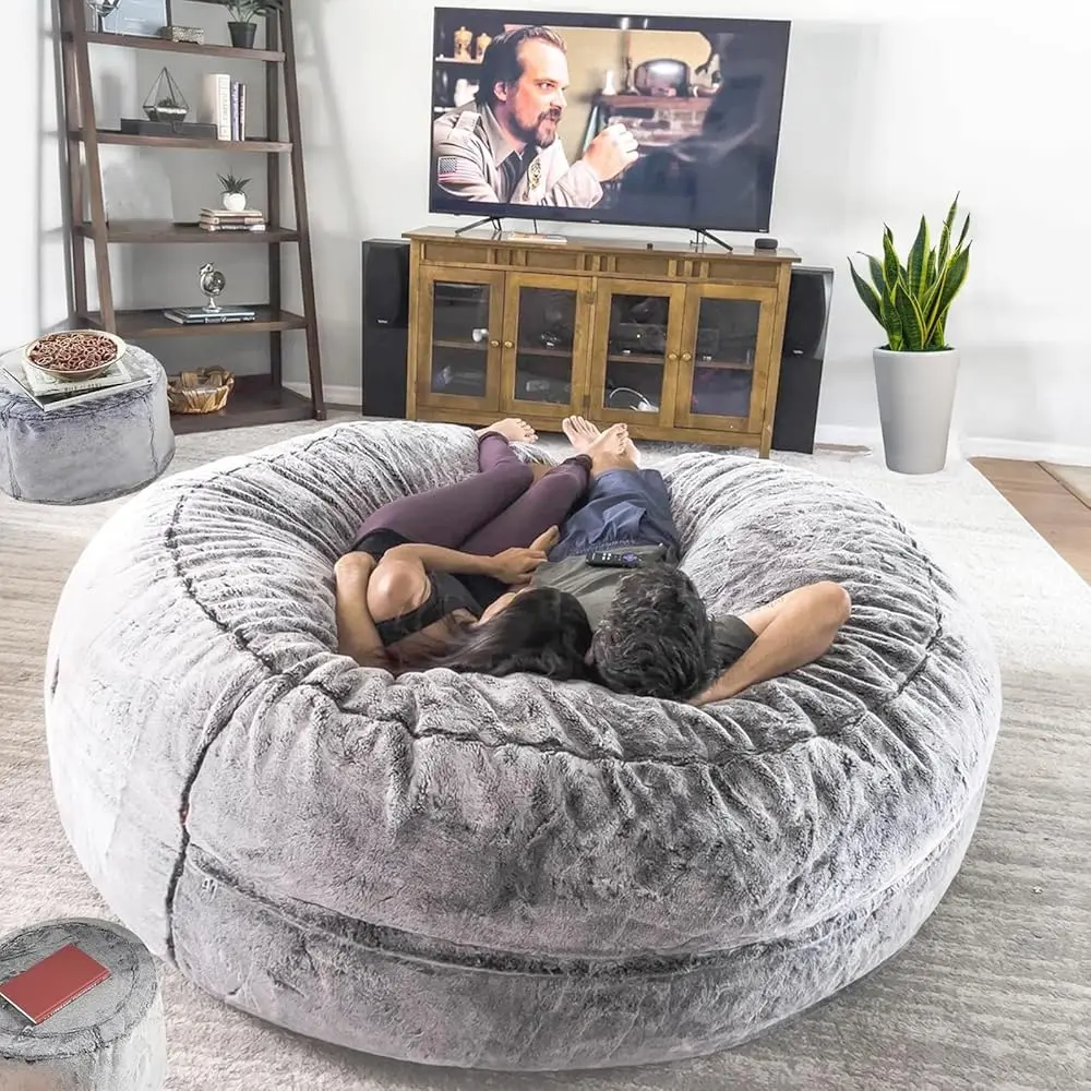 

Bean Bag Chair For Adults Kids Oversize Giant Beanbag Chair Cover Without Filler Round Fluffy Comfortable Big Bean Bag Chairs