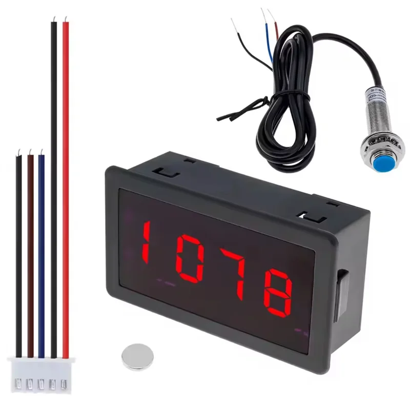 

SOFT-RPM Speed Meter 4 Digital LED Display Tachometer For Motor High Precision With Hall Proximity Switch Sensor