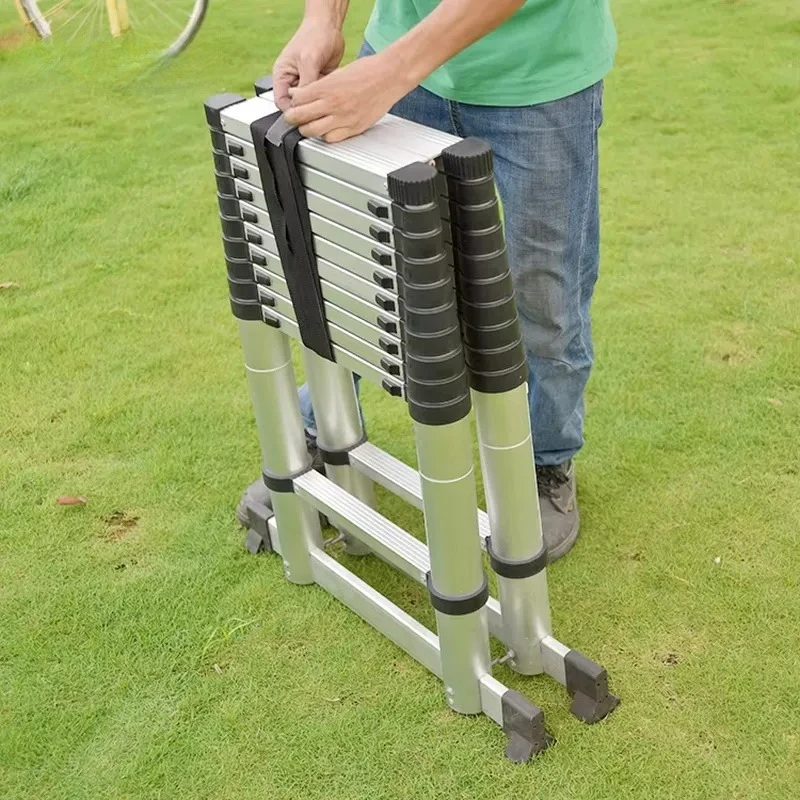 EN131 Certified 2M Double Layer Professional Aluminum Folding Telescopic Ladder for Home and Industrial Use Safe and Stable