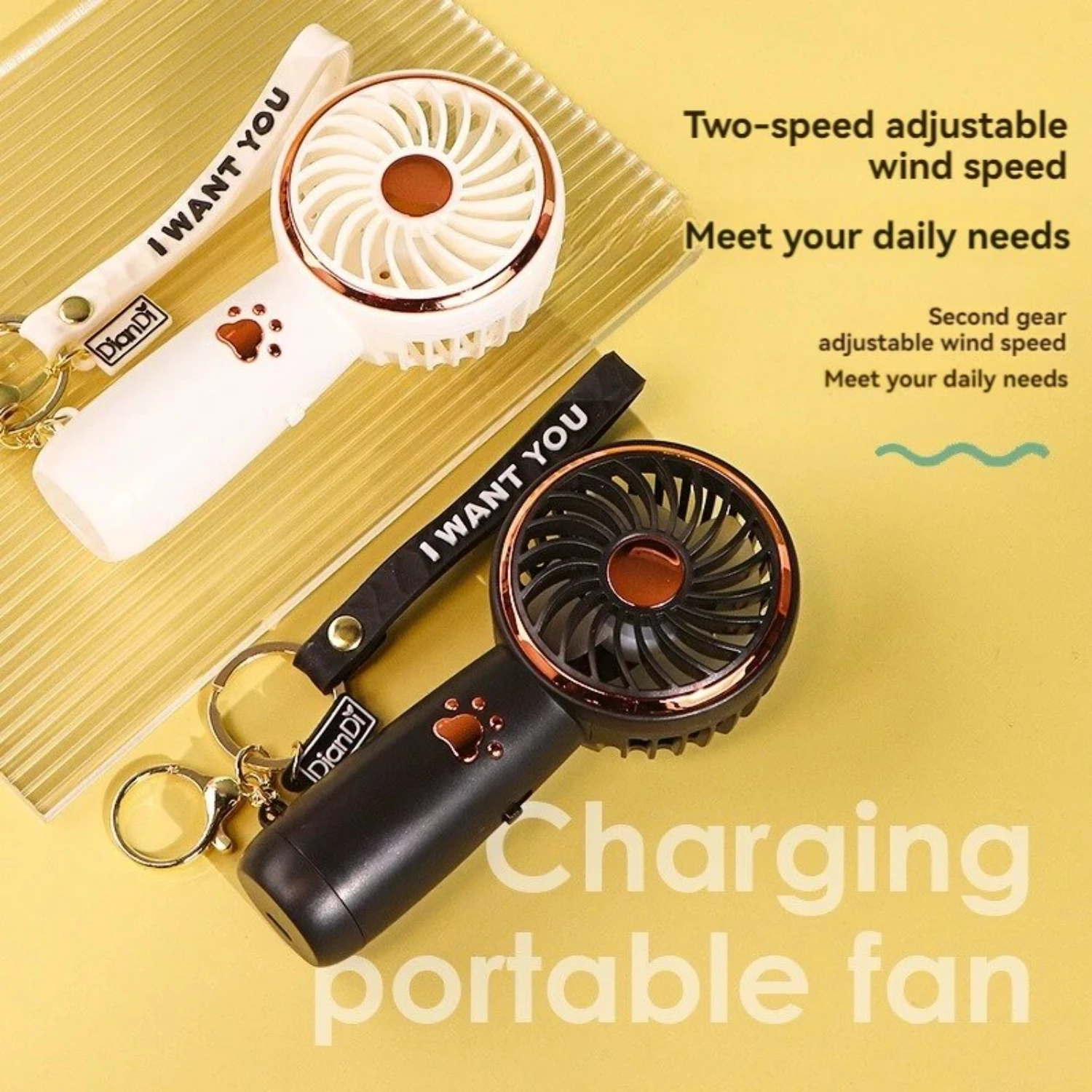 2024 sommer Mini Mini Fan Nette Cartoon Tragbare Lade USB Handheld Fan Student Outdoor Fan