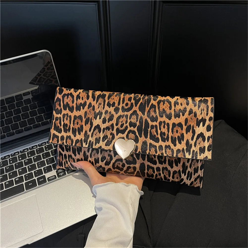 

Women PU Leather Trendy Clutch Multi-Purpose Versatile Elegant Wallet Leopard Print Handbag Party Date Working Commute Bag