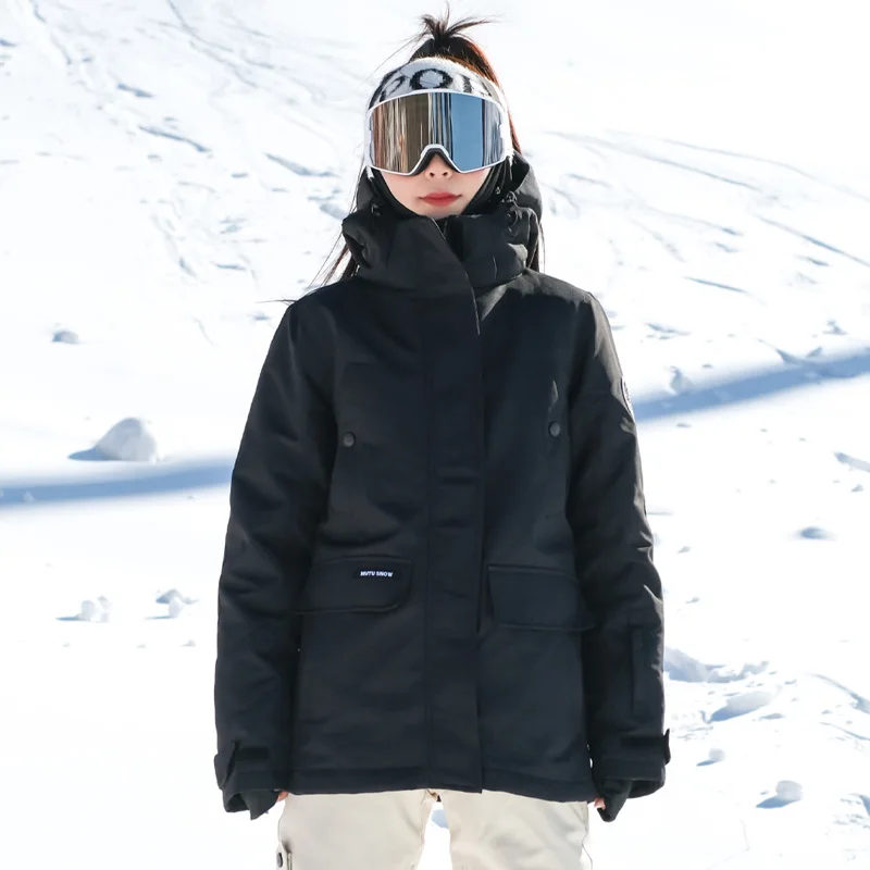 

New Women's Workwear Hooded Wear Resistant Snow Jacket Windproof Waterproof Ski Top Single Double Boarding Breathable Clothes
