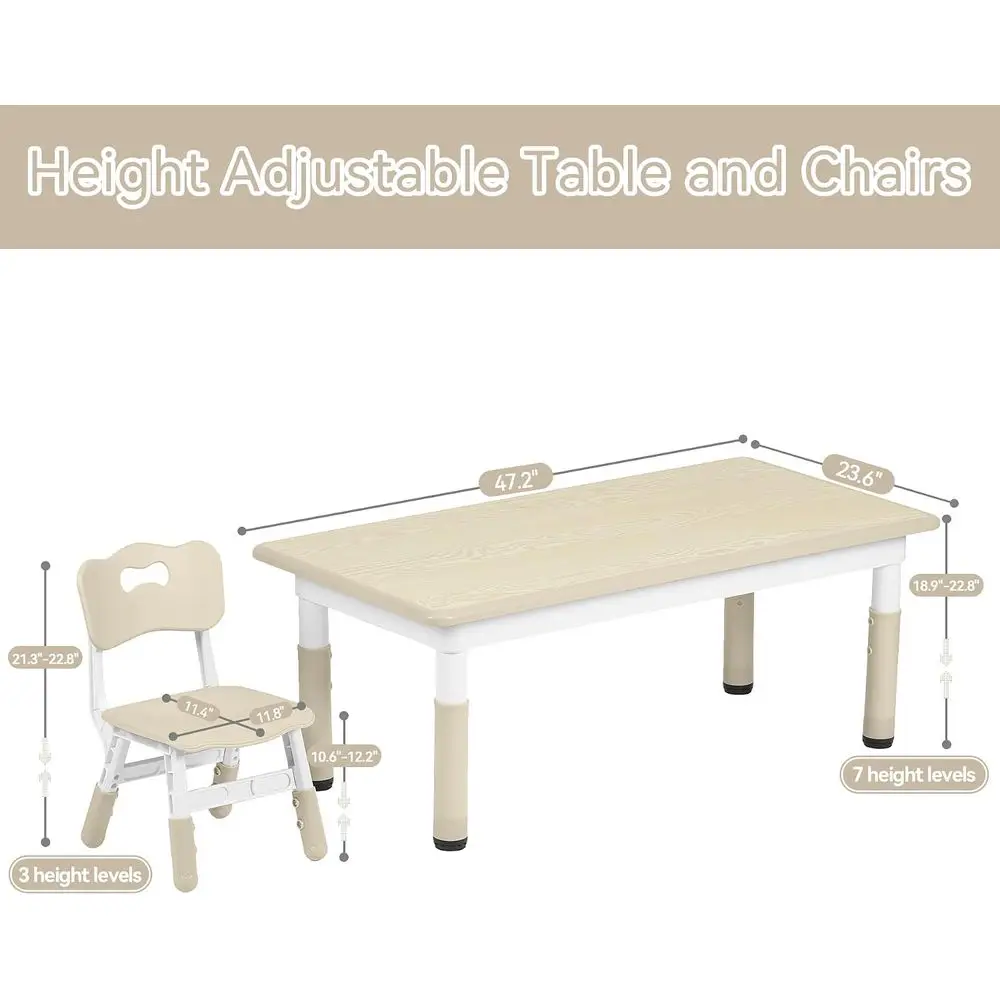 Kids Table and 4 Chairs Set, Children Study Desk, Dining Table, Height Adjustable Plastic Desk Painting Desktop Toddler urniture