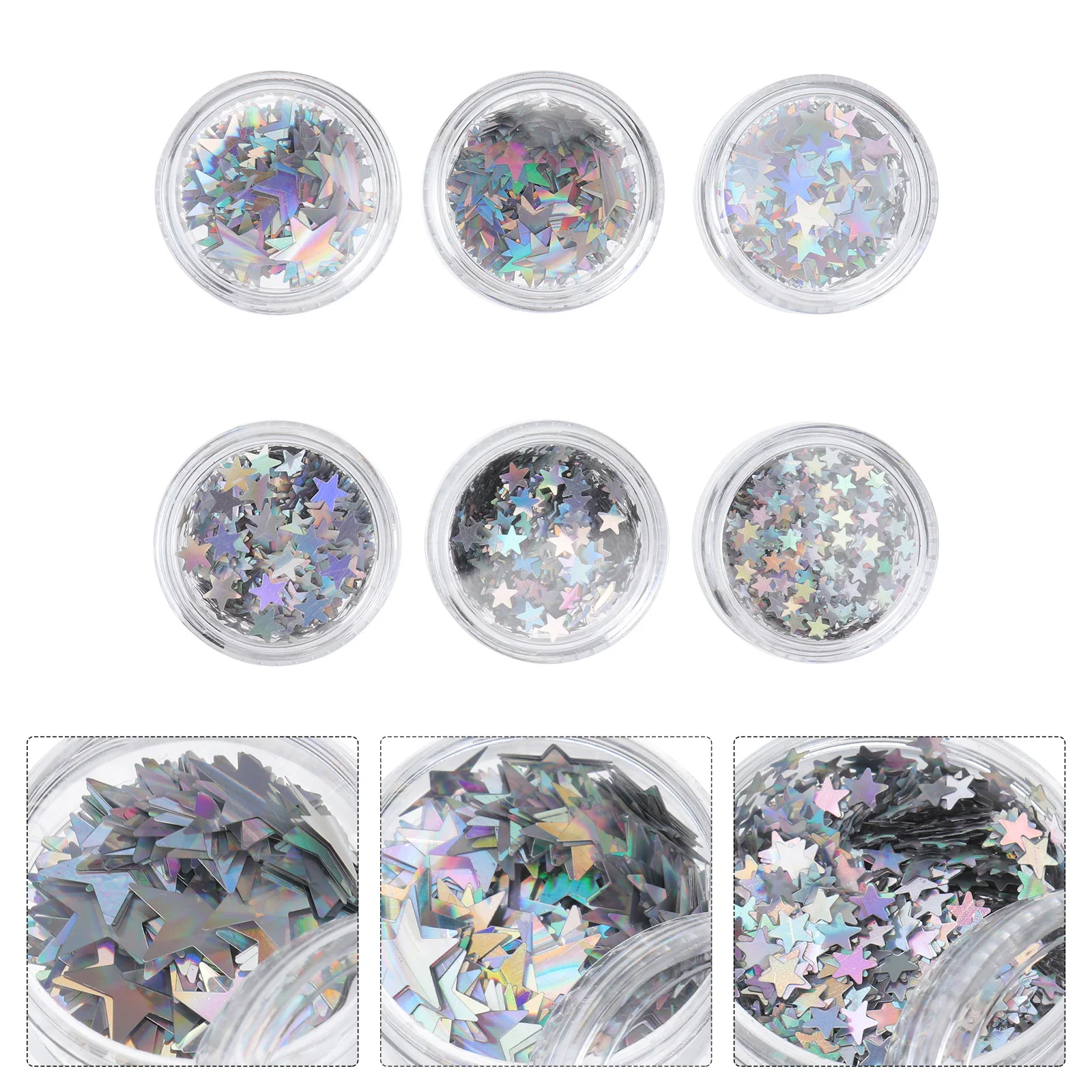 قطع فضية لامعة من البلاستيك الملون لتزيين الأظافر لمتجر المنزل قطع مانيكير لامعة المعين #3