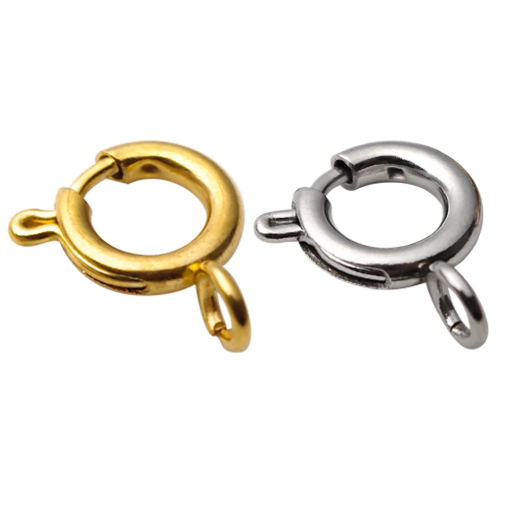 5pcs Stainless Steel Gold Round Claw Spring Lobster Clasps Hooks For Bracelet Necklace Connectors DIY Jewelry Making Supplies