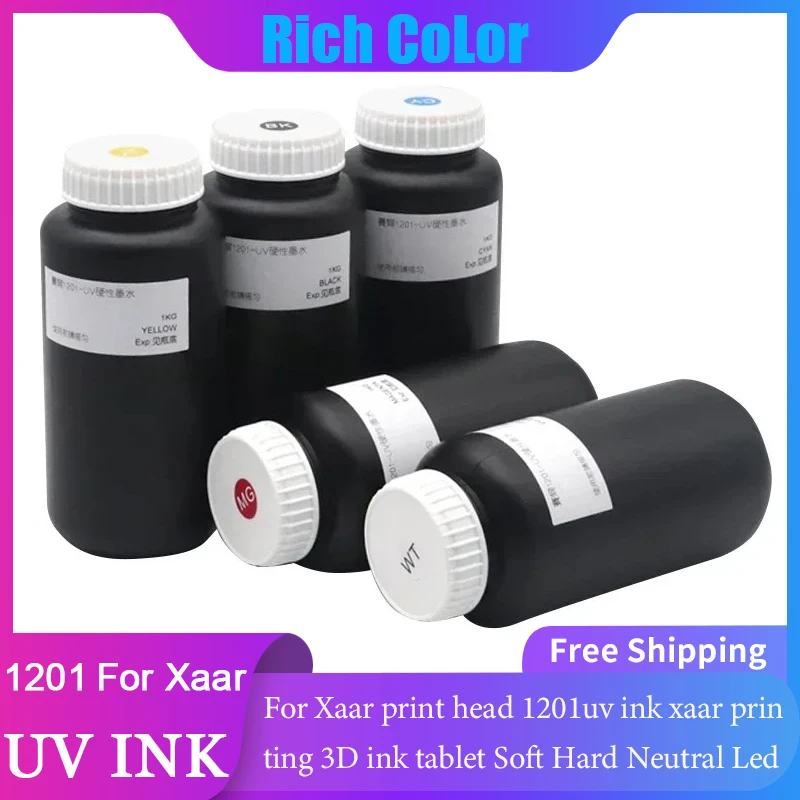 

1000ml/Bottle Compatible For Xaar UV Ink For Xaar print head 1201uv ink xaar 1201 printing 3D ink tablet Soft Hard Neutral Led