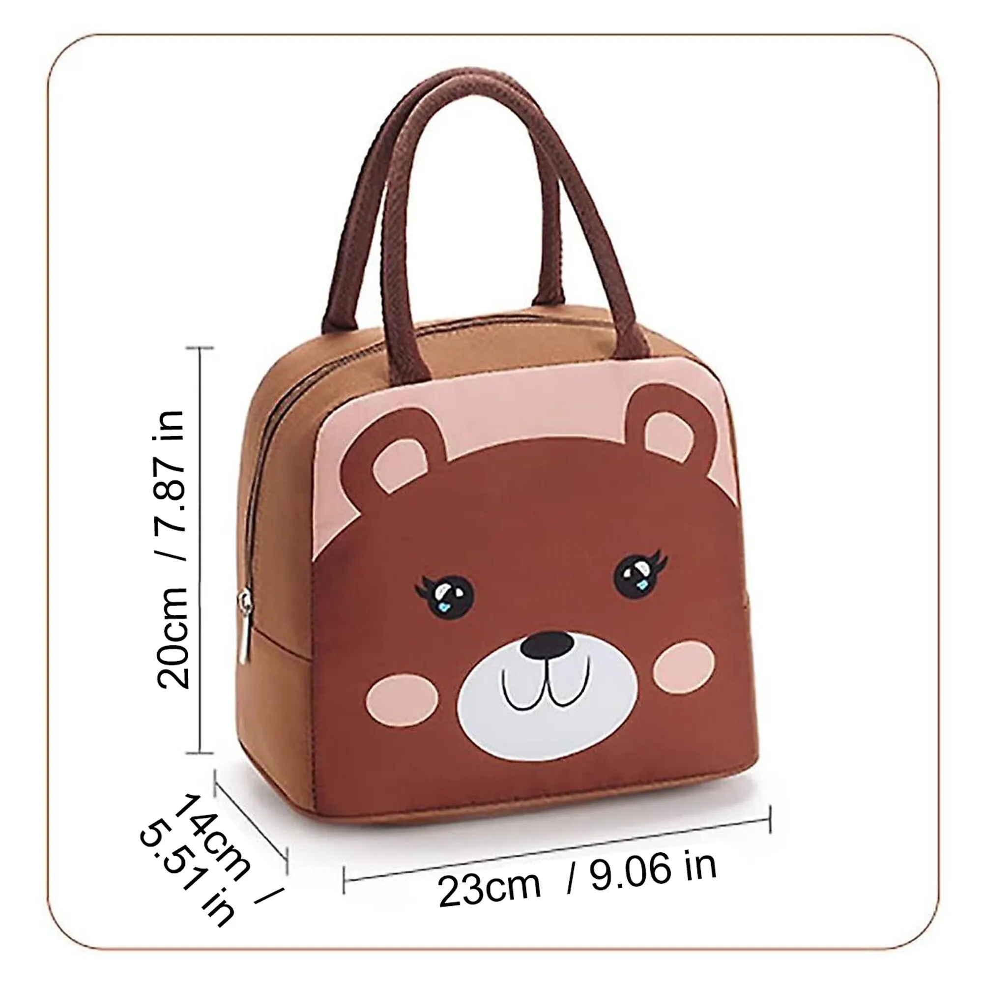 Cute Animal Insulated Lunch Bag Kawaii Thermal Tote Cooler Lunch Bag Handbag for School Office Picnic Girl Boy Women Suitable