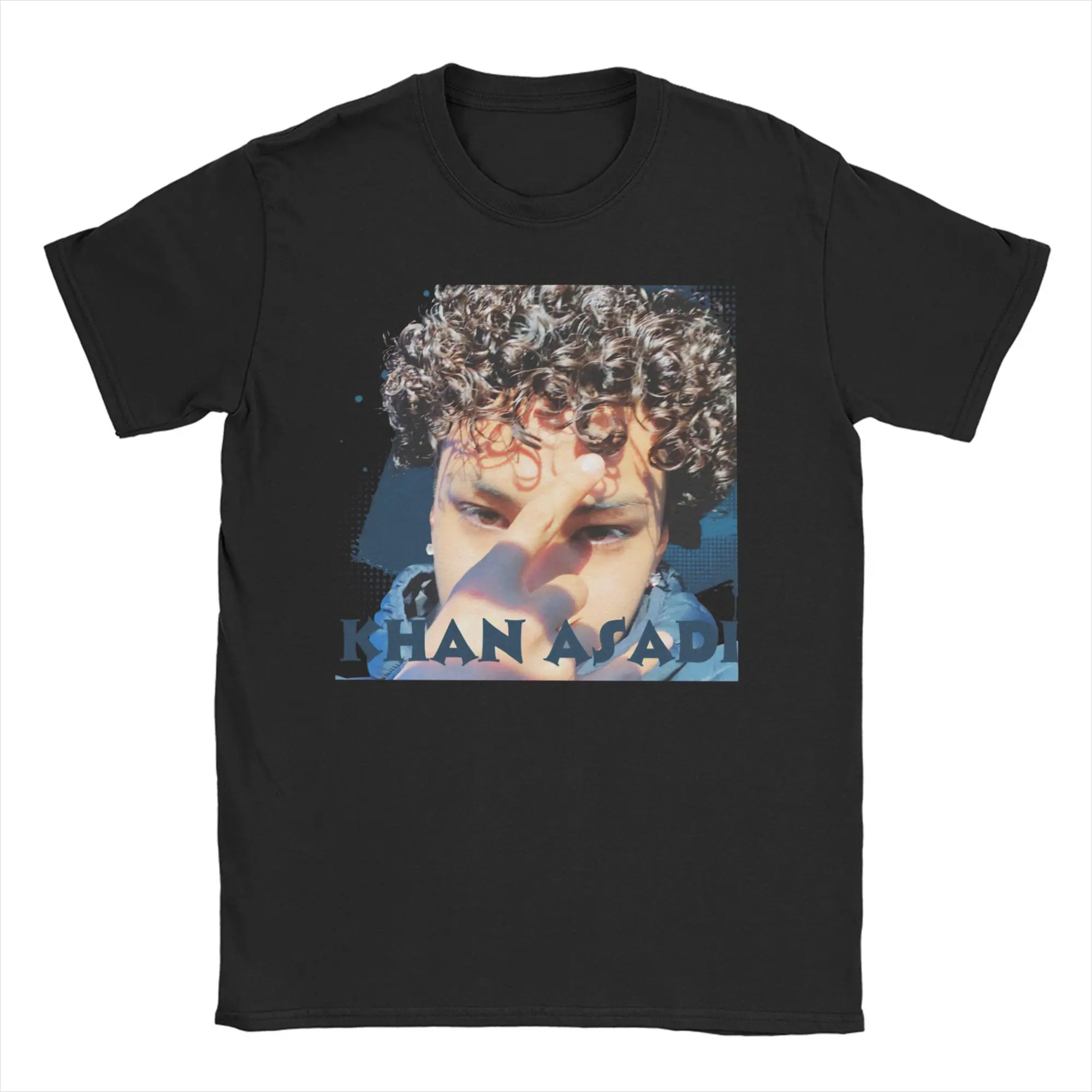 Camiseta masculina e feminina Khan Asadi, camiseta casual de algodão, manga curta, gola redonda, roupas plus size