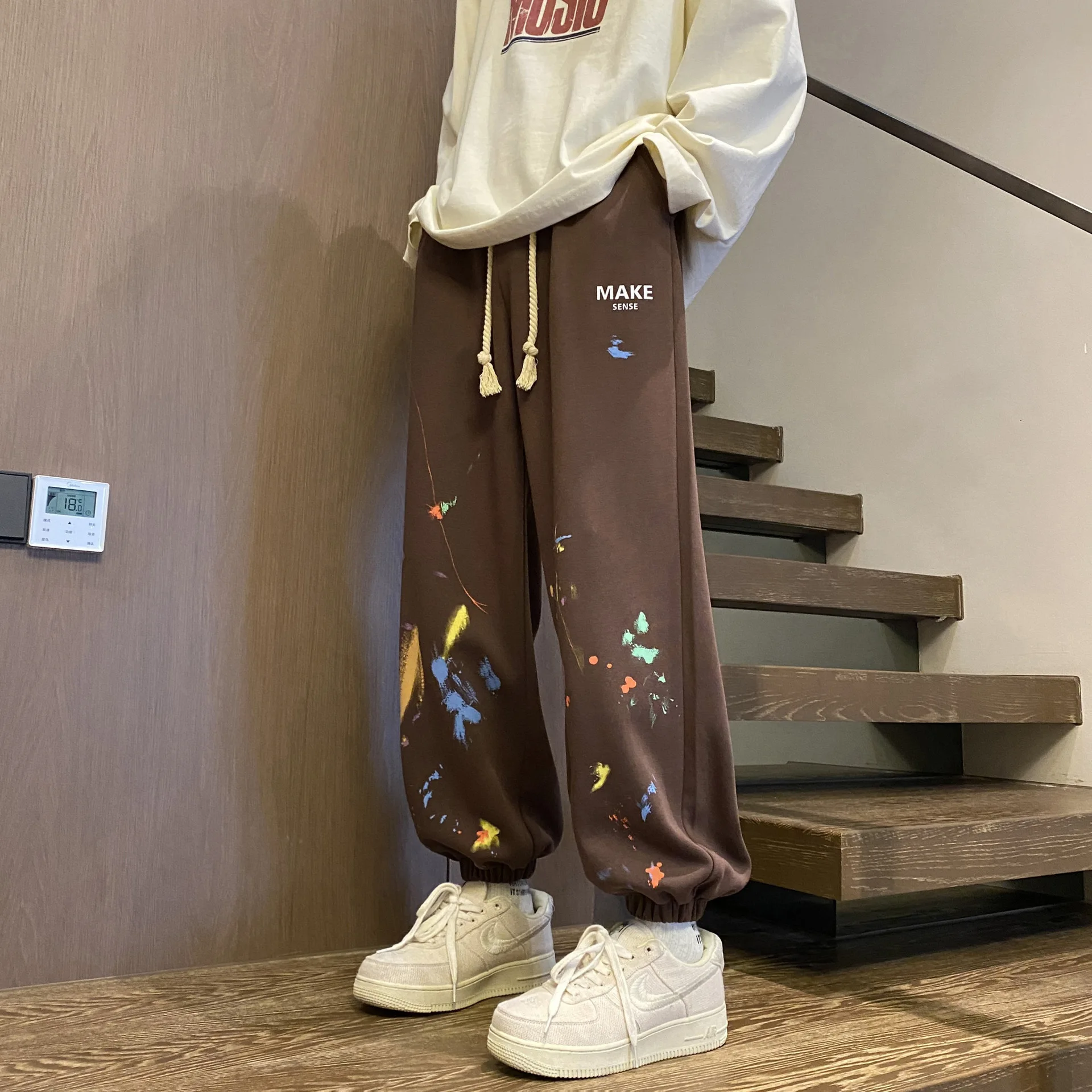 

Mens New Vintage Wide Leg Casual Pants Y2K USA Style Streetwear Graffiti Cargo Pant Men Baggy Sweatpants Trousers Jogging Hommes