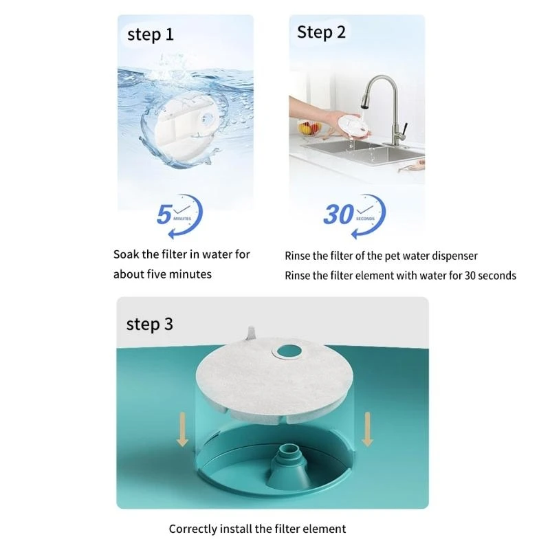 

4 Pack Replacement Filters Round Provide Refreshing Water for Pet Fountain Optimizes Your Pet Drinking Routine