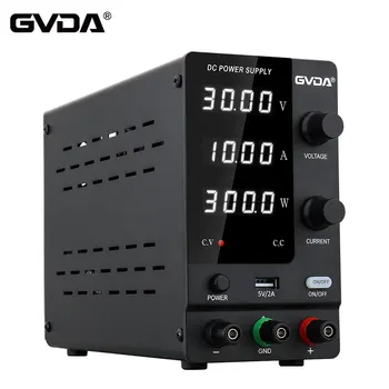 GVDA adjustable DC power supply 30V 10A 60V 5A lab bench power supply stabilized voltage regulator with rotary encoder 120V 3A