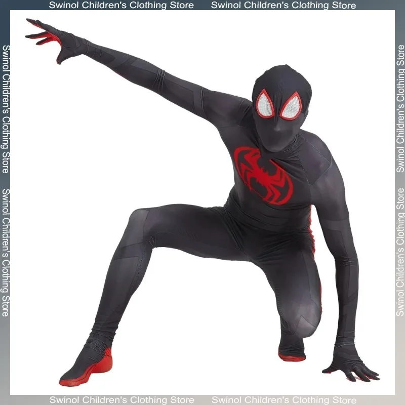 Swinol Black Spider Miles Morales Onesie Children Superhero Cosplay Costumes Holiday Party Stage Show Dress Up Tights Kids Gift