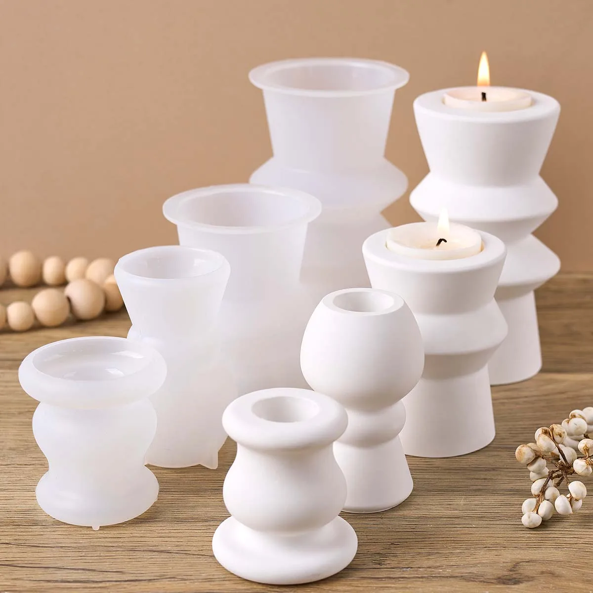 Nordic Candle Holder Silicone Mold DIY Geometric Roman Column Candlestick Clay Molds Plaster Resin Craft Gifts Making Home Decor view 2