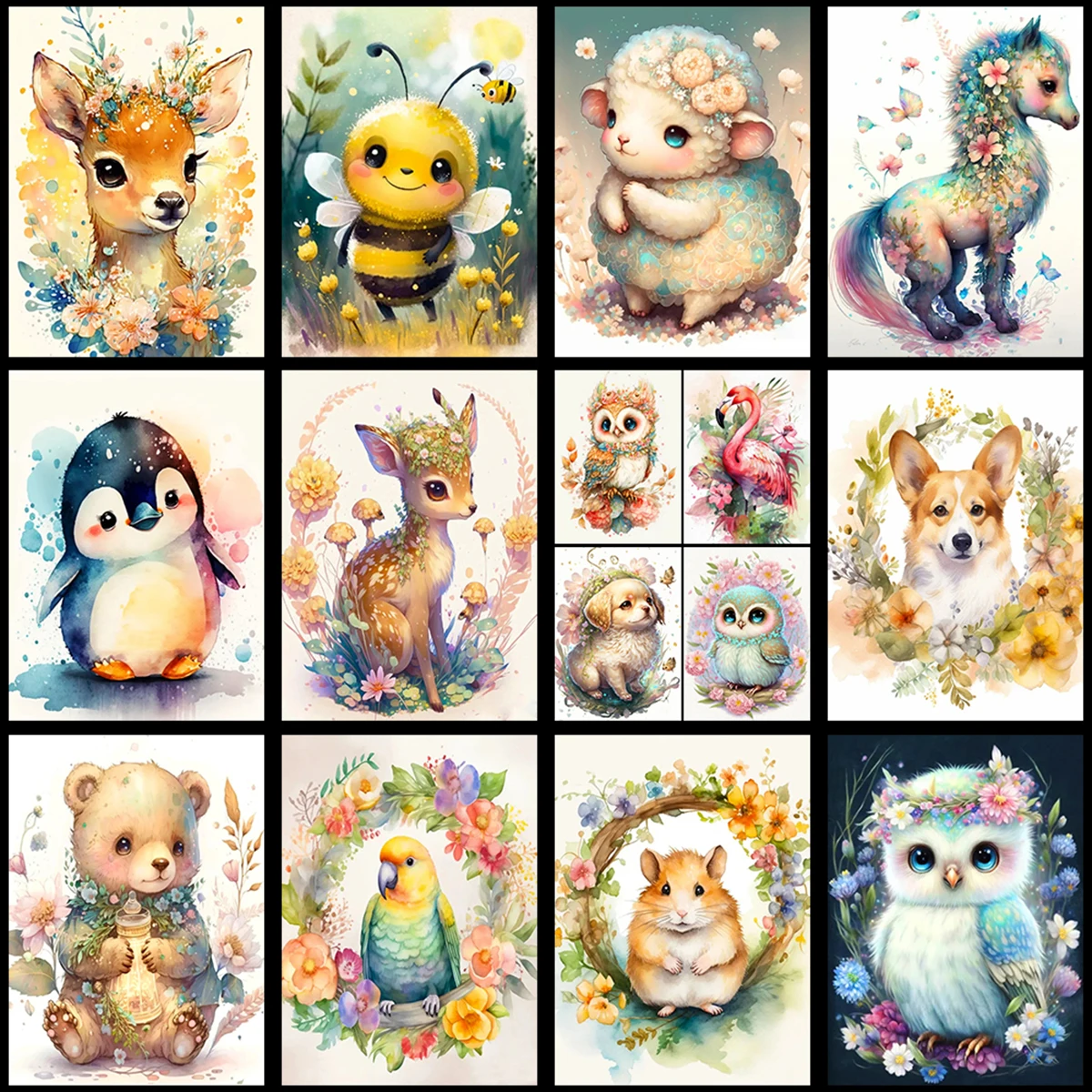 

Милые зверушки: Алмазная вышивка DIY с полной выкладкой стразами для декоративной росписи