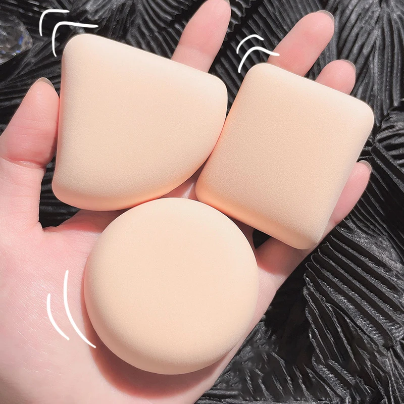 CALIYI 1/3PCS Powder Puff Mini Face Makeup Sponge Cosmetics Washable Lightweight Make Up Blender Tools Round Drop Triangle