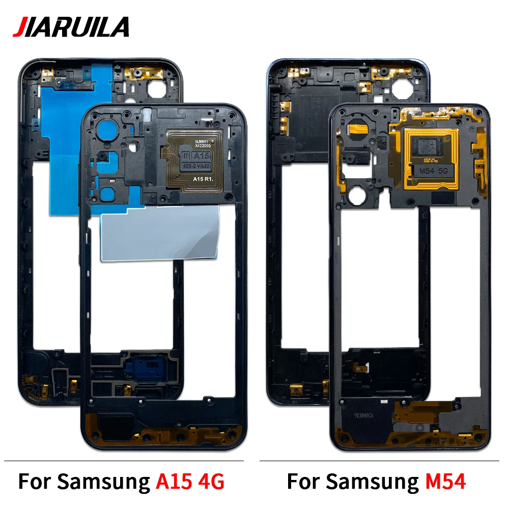 New For Samsung A15 4G A155F A15 5G A156F M54 Housing Middle Frame Bezel Parts Middle Frame With Volume Side Button