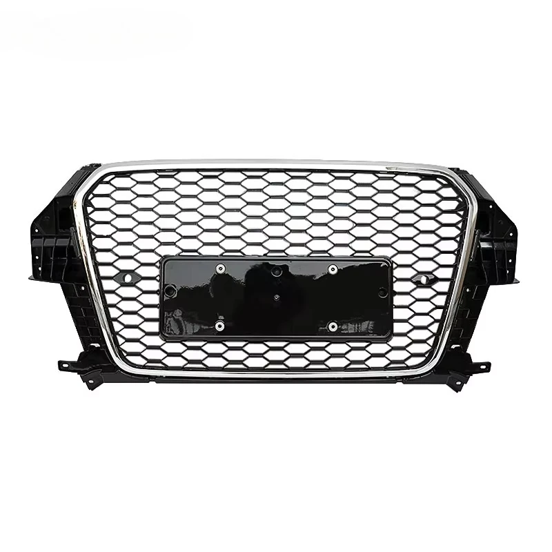 

Fast Shipping Car RSQ3 Style Front Bumper Grill Q3 SQ3 Glossy Black Honeycomb Front Grille for Audis Q3 8U SQ3 2013 2014 2015