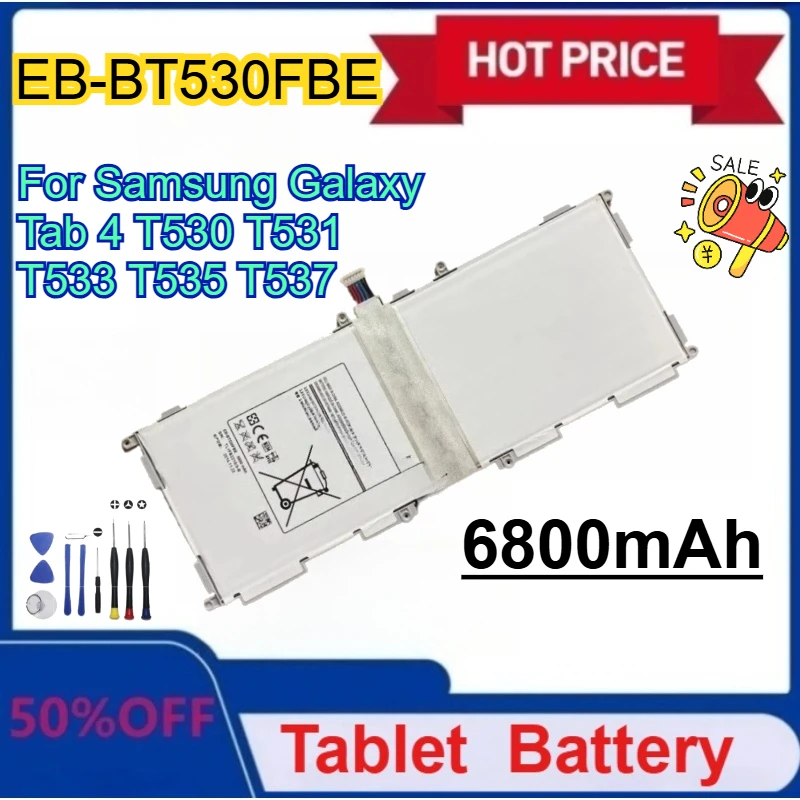 

New Tablet EB-BT530FBE 3.8V 6800mAh Battery for Samsung Galaxy Tab 4 T530 T531 T533 T535 T537 with Tools