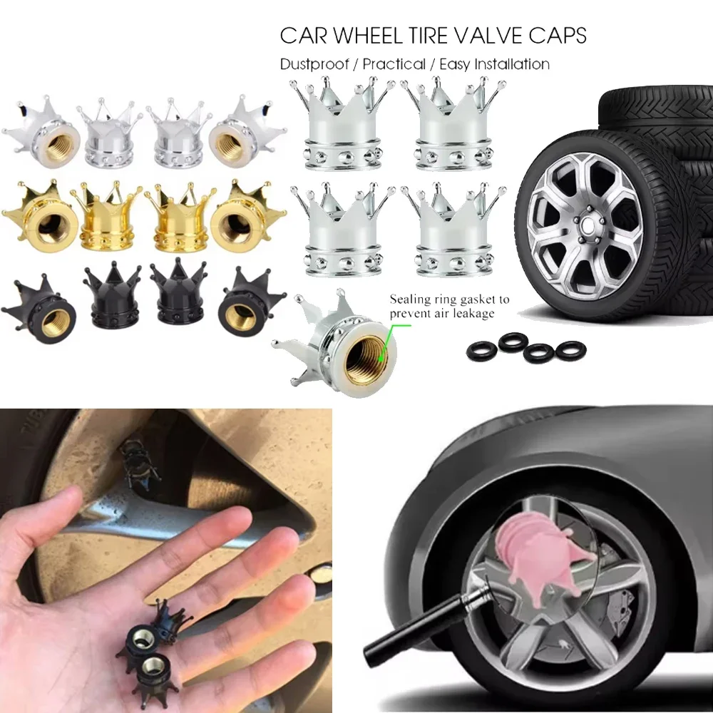 Bicycle Tire Valve Caps Set of 4 Universal Air Valve Covers for Cars Trucks Bikes Cycling Accessories