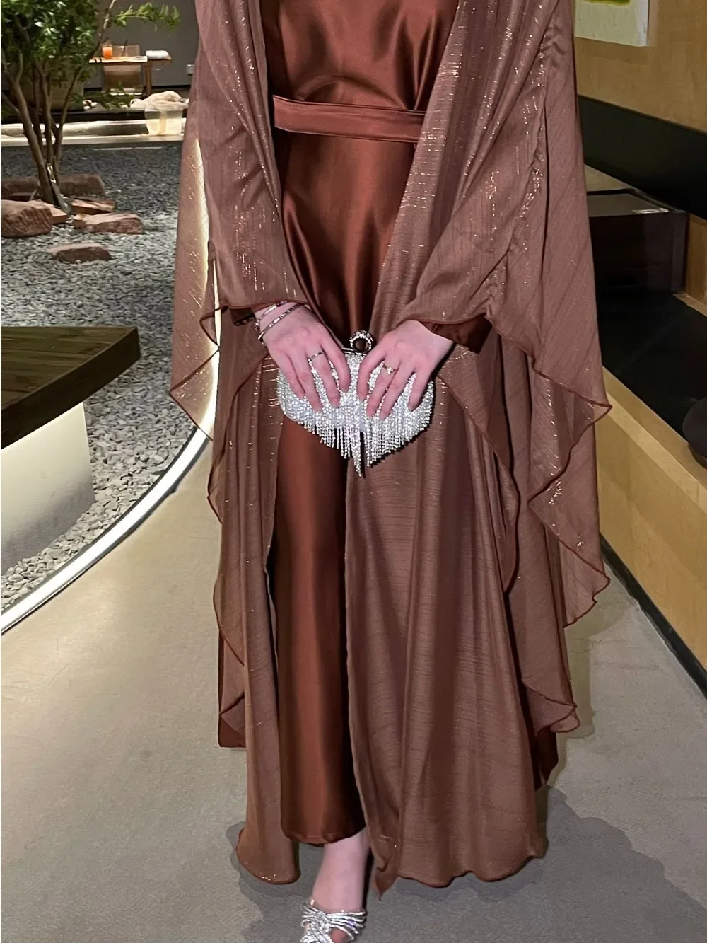 Muslim Women Dress Abaya 2 Piece Set for Eid Ramadan Jalabiya Sashes Abayas Kaftan Dubai Vestidos Arab Morocco Cardigan Robe