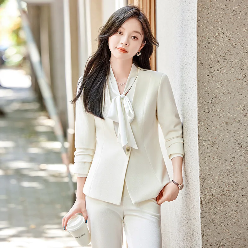 Professional Outfit Elegant Goddess Style Suit Set Spring Autumn Broadcast Host Art Exam Formal Wear Women Workplace Mature Styl