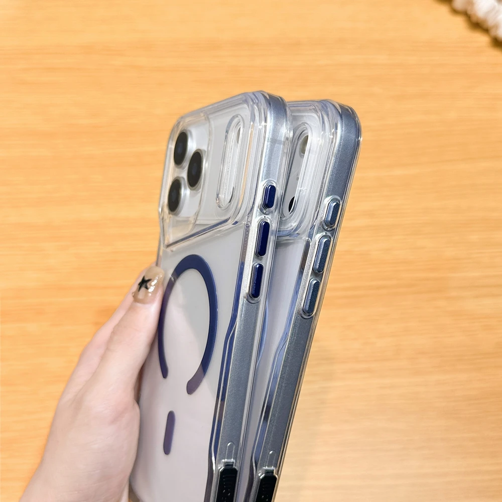 เคสกันกระแทกอะคริลิกใสหรูหราสำหรับ iPhone 17 Air 16 15 14 13 12 11 Plus Pro Max รองรับการชาร์จไร้สาย Magsafe