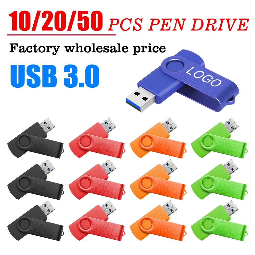 

10/20/50pcs/lot Custom Logo USB3.0 Flash Drive Pen Drive 8GB 16GB 32GB Pendrive 64GB Memory Stick Real Capacity U Disk Cle Usb