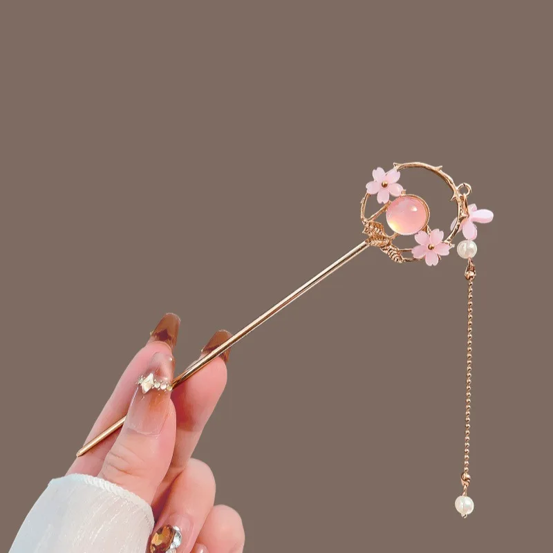 Ancient Simple Hairpins New Chinese Style Long Tassel Hair Sticks Elegant Flower Pearl Butterfly Designs Hair Accesoories image 5