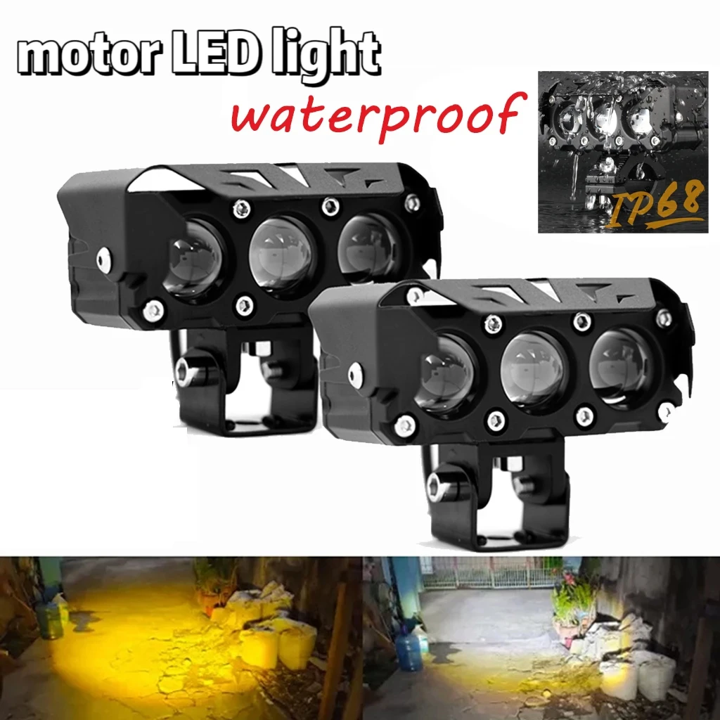 Dual color mini LED headlights - durable aluminum alloy, easy to install - suitable for motorcycles, scooters