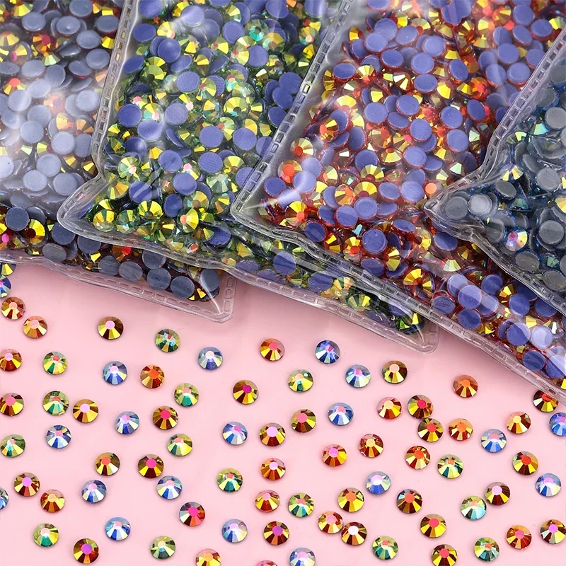 QIAO Exquisite Shimmer AB Hotfix Crystal Flat back Rhinestone Strass Glitters Stone For DIY Nail Art Wedding Diamond Strass