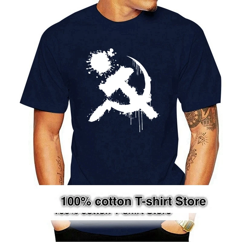 Summer T Shirt Men O Neck Tee Shirt Soviet Union Communist Russia Hammer Sickle Grunge Funny Men T Shirts