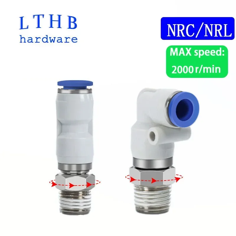 Pneumatic Rotary Connectors Swivel Fittings 360° Rotation MaleThread M5 1/4 1/2 Hose Joint 6/8/10mm Revolute DEUBLIN Connector