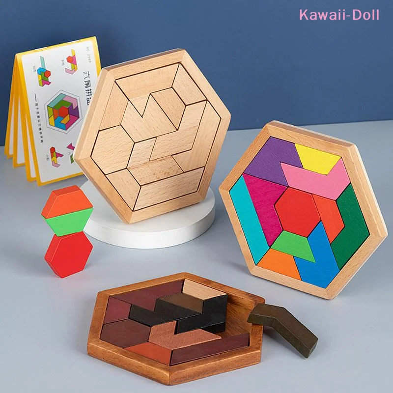 

[DO]Wooden Hexagon Tangram Puzzle Wooden Puzzle Toys For Challenging Puzzles Brain Teasers Puzzle[DO]