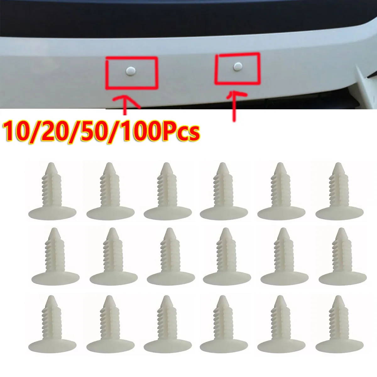 

10/20/50/100Pc White Auto Car Nylon 6-7mm Hole Fender Bumper Plugs Front License Plate Holes Cover Plug Car Interior Accessories