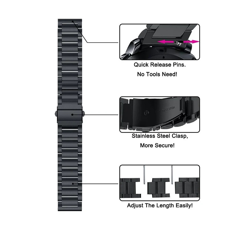 Stainless Steel Strap Metal Watch Band 20mm 22mm For Samsung Galaxy Watch 3/4 Band for Huawei Watch Gt2 Band Quick Release Belt