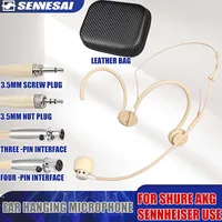 Diadema plegable con micrófono condensador unidireccional para Shure Sennheiser AKG, Bodypack inalámbrico, 4 pines, 3 pines, TA4F 3,5