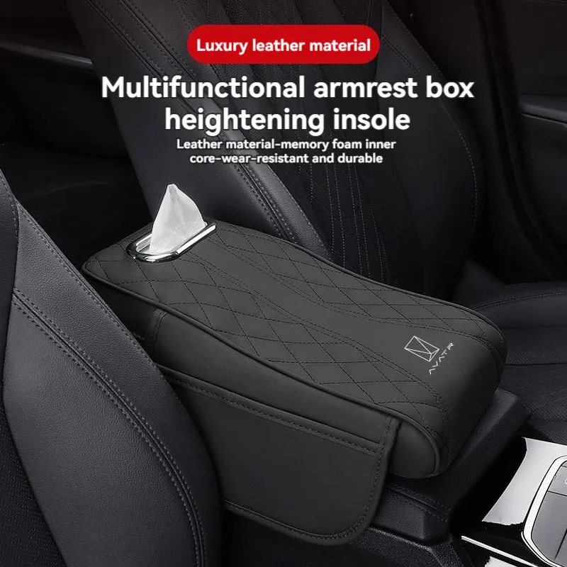 Car Armrest Cushion With Tissue Box and 2 Storage Bags Auto Center Console Amrest Pillow Cover For Changan Avatr Car Accessories