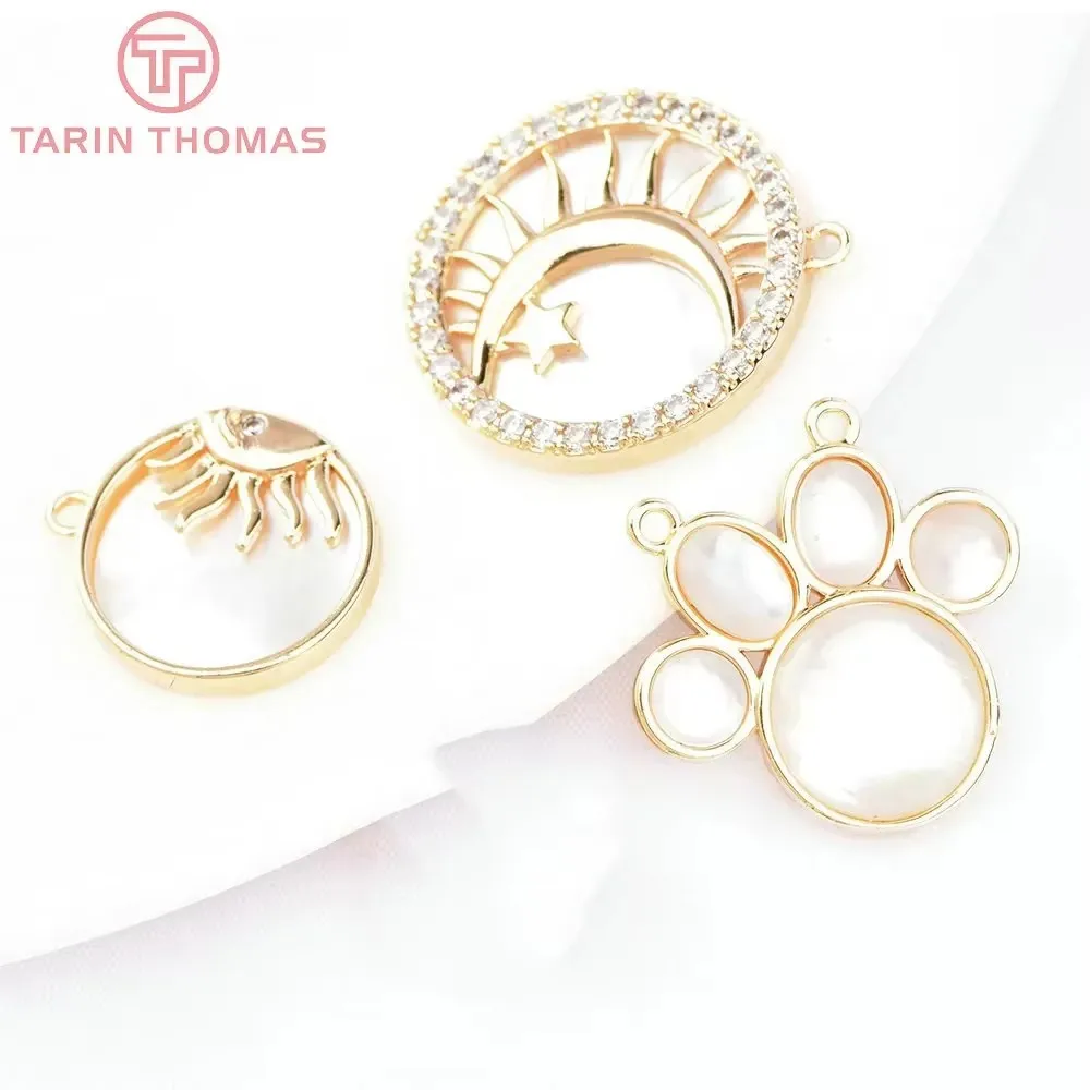 (6545) 2PCS 11.5MM 20MM 24K Gold Color Brass with Zircon Star Cat Paw Charms Pendants High Quality DIY Jewelry Making Findings