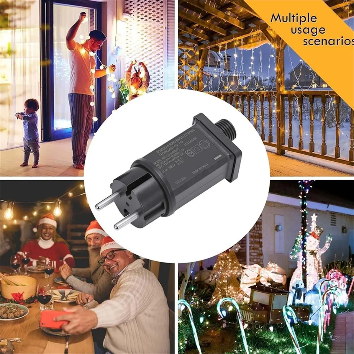 618 Mega Sale Dual EU Plug Fairy Lights Power Supply Adapter, 12V AC Adapter IP44 for Versatile Outdoor and Indoor Lighting