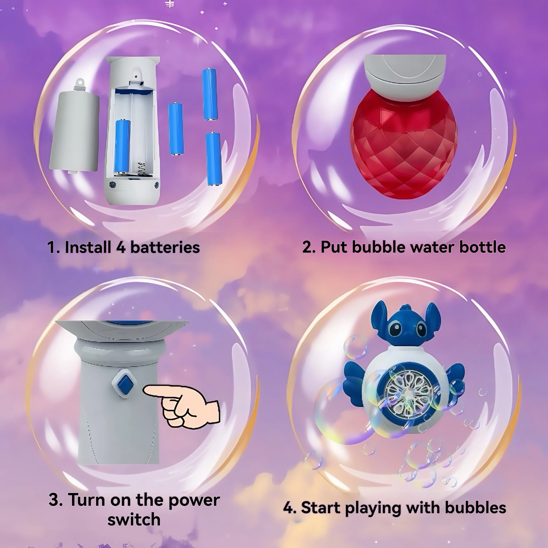 新しい電動クロミバブルガンおもちゃバブルマシン自動シャボンブロワーライト付き、ファミリーパーティー屋外ゲーム子供のギフト