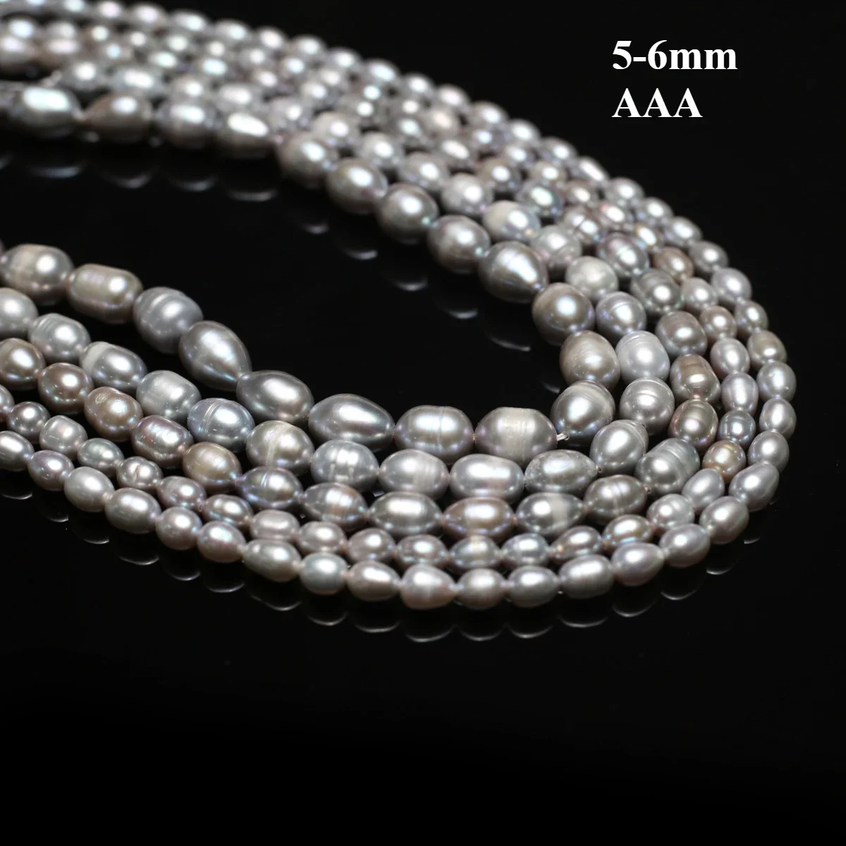 

5-6mm 3A Natural 100% Freshwater Gray Pearl Rice Shape Bead Exquisite Gift Women Jewelry Make DIY Necklace Bracelet Accessories