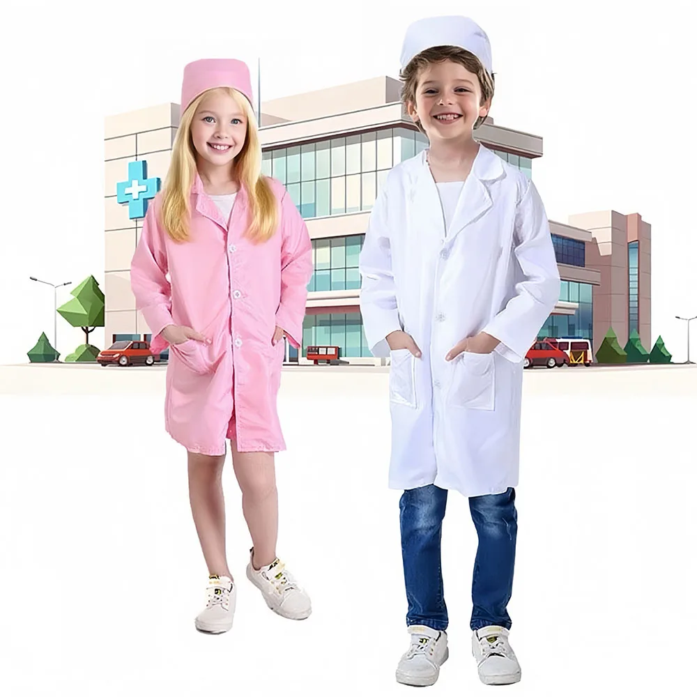 Детский костюм врача из 2 предметов, игрушка врача для ролевых игр, наряд медсестры на Хэллоуин, унисекс, костюм для вечеринки, подарок на день рождения, праздничный подарок, рождественский подарок, подарок на Хэллоуин