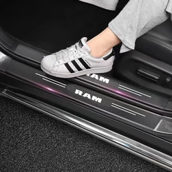 Carbon Fiber Decals For Dodge RAM 1500 2500 Car Door Sill Stickers Auto Trunk Door Sill Scuff Covers Accessories Car Styling