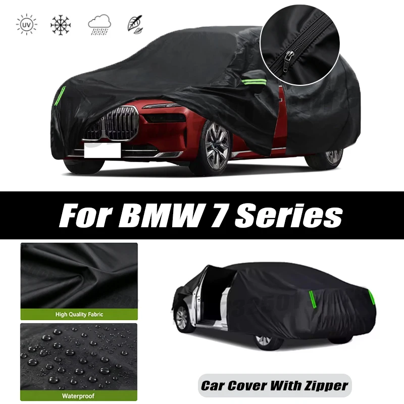 For BMW 7 Series Car Covers Outdoor Waterproof Sun Rain Snow Protection UV Car Zipper Design Car Cover Accessories