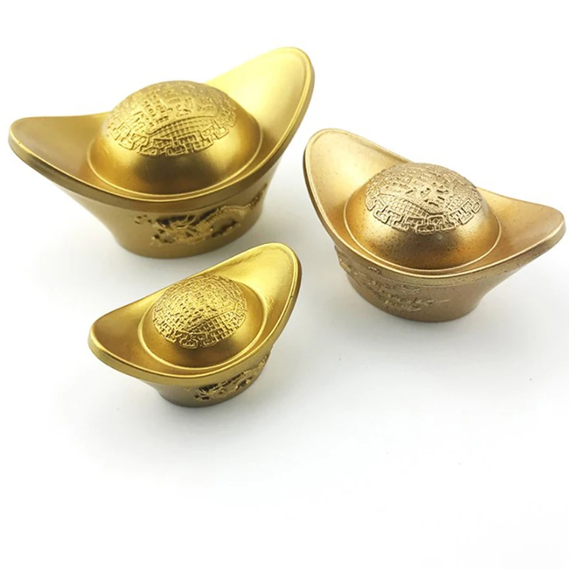 1 pz plastica falso oro cinese antico Yuanbao lingotto piccolo FengShui ornamenti ricchezza lingotto d'oro auto Home Office decorazione regali