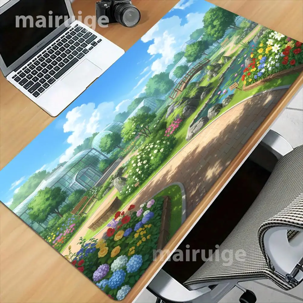 

Garden Scenery Mouse Pad Large Computer Office Game Table Mat XXL Rubber Non-slip Stitched Edge Keyboard Mats Washable Desk Pads