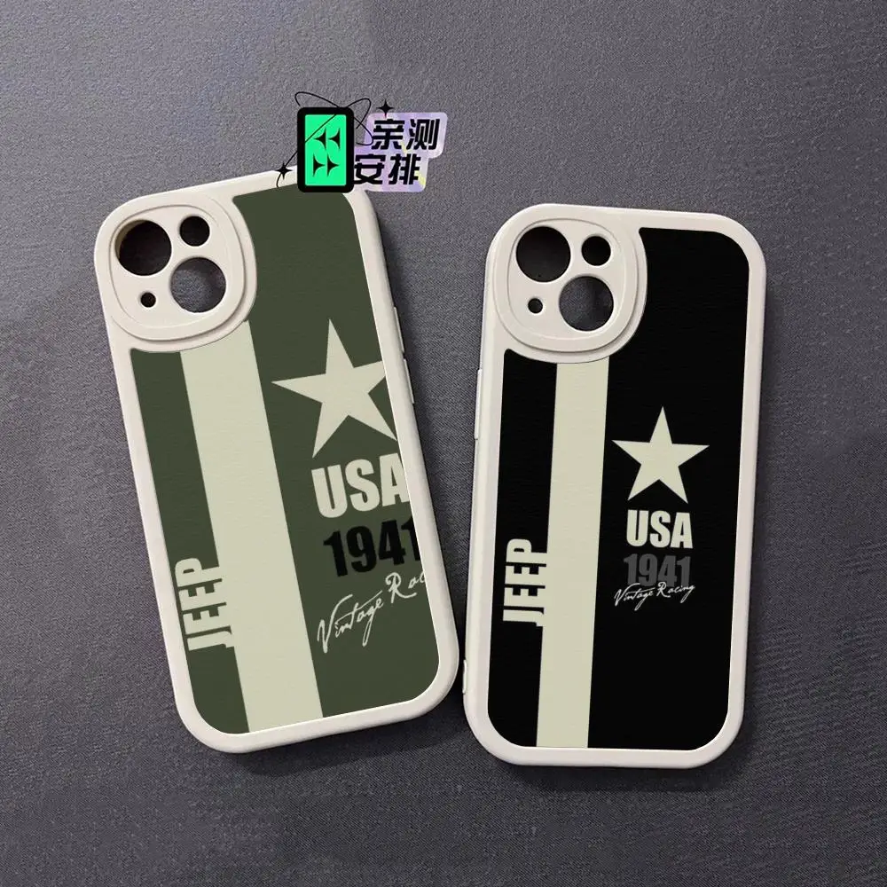 

Fashion Sports Car J-jeeps Logo Phone Case For Iphone 15 Pro Max 14 Plus 11 13 12 Mini X Xr Xs 7 8 Puls Se Lambskin Cover