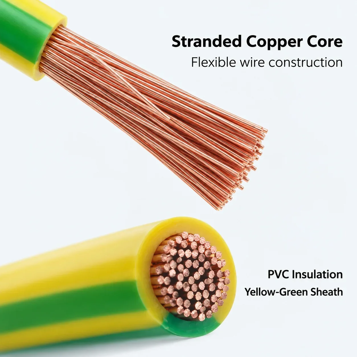 BVR Earth Bonding Cable 30cm Yellow Green Ground Wire 2.5 4 6mm2 with 6mm Ring Terminal for Solar PV Panels Electrical Cabinets